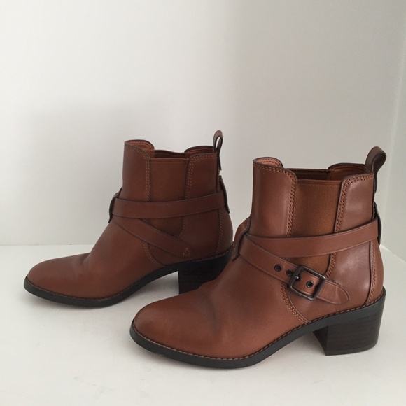 Coach Women's Buckle Chelsea Ankle Boots FG1002 Leather Dark Saddle Brown 7.5B - Picture 5 of 16